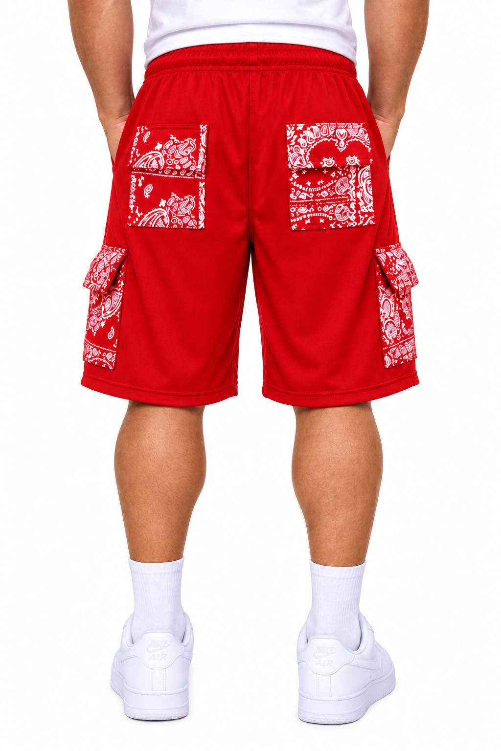 Paisley Cargo Shorts (Red)
