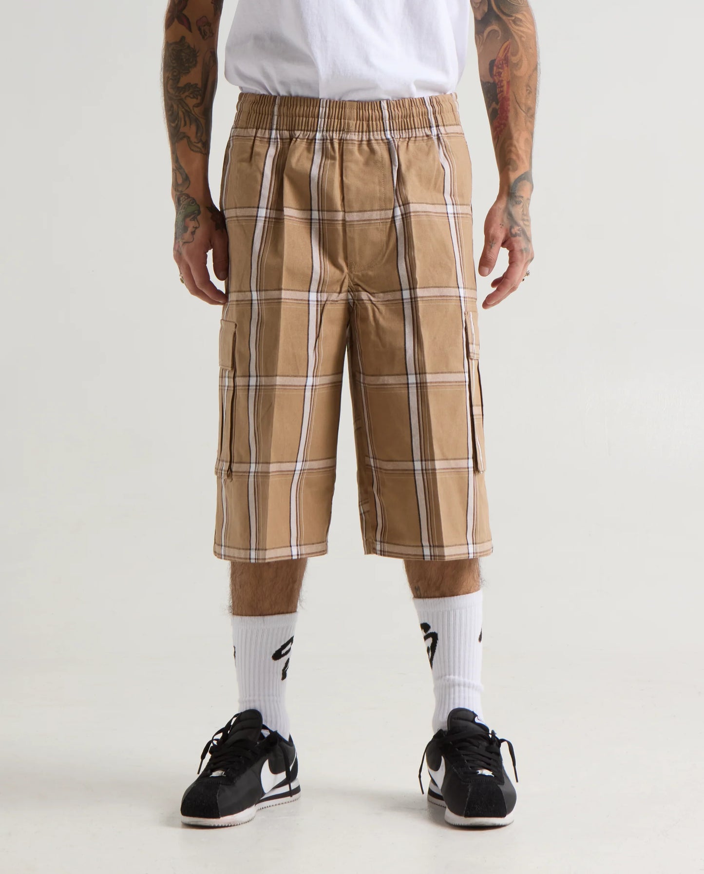 Shaka Wear Plaid Shorts Khaki