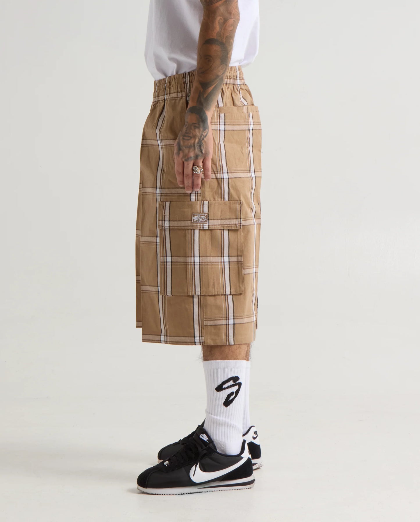 Shaka Wear Plaid Shorts Khaki