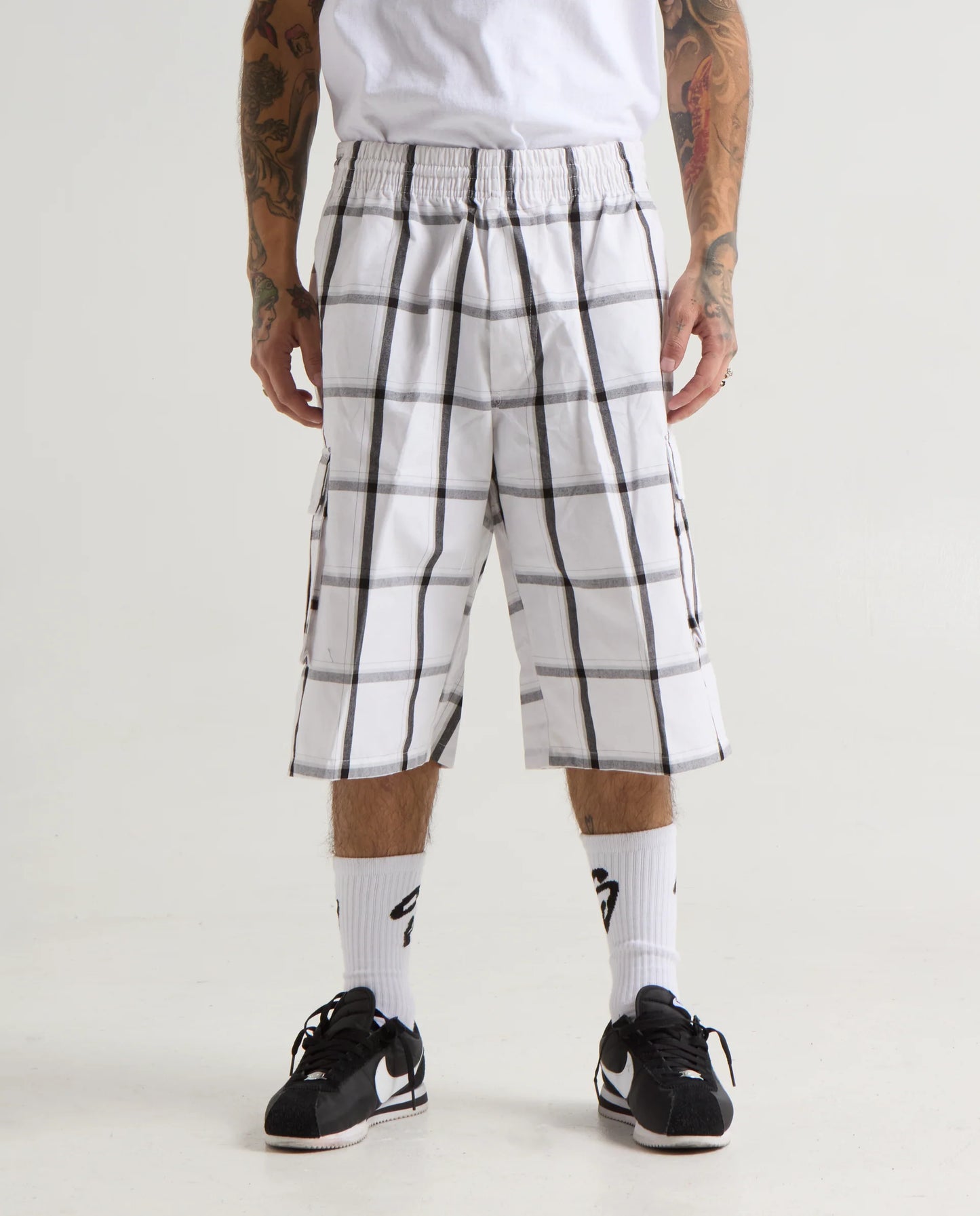 Shaka Wear Plaid Shorts White