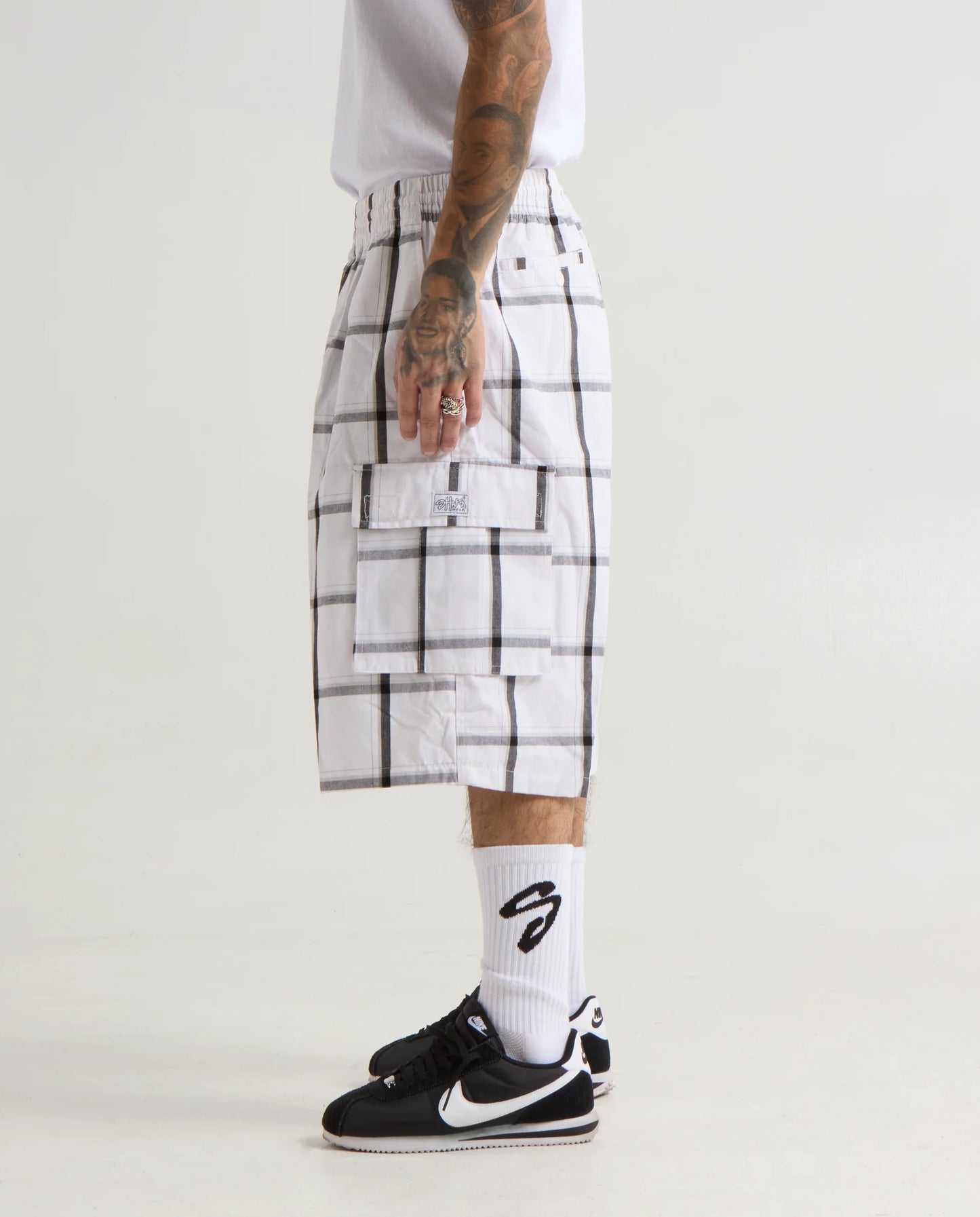 Shaka Wear Plaid Shorts White