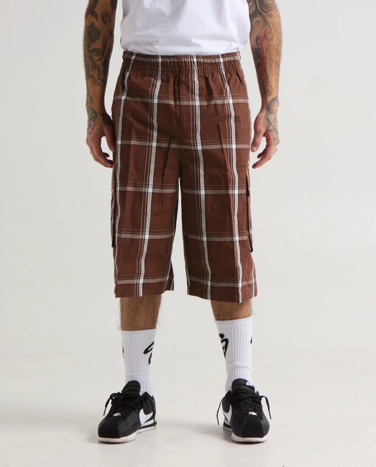 Shaka Wear Plaid Shorts Brown