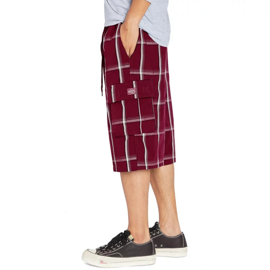 Shaka Wear Plaid Shorts Burgundy