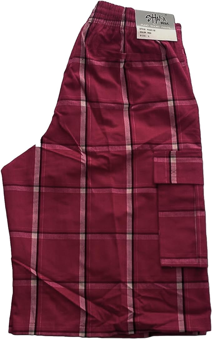 Shaka Wear Plaid Shorts Burgundy