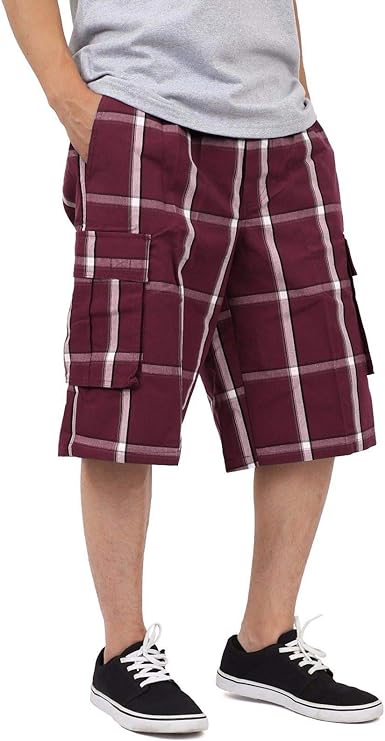 Shaka Wear Plaid Shorts Burgundy