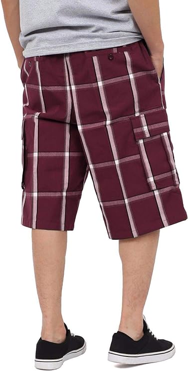 Shaka Wear Plaid Shorts Burgundy