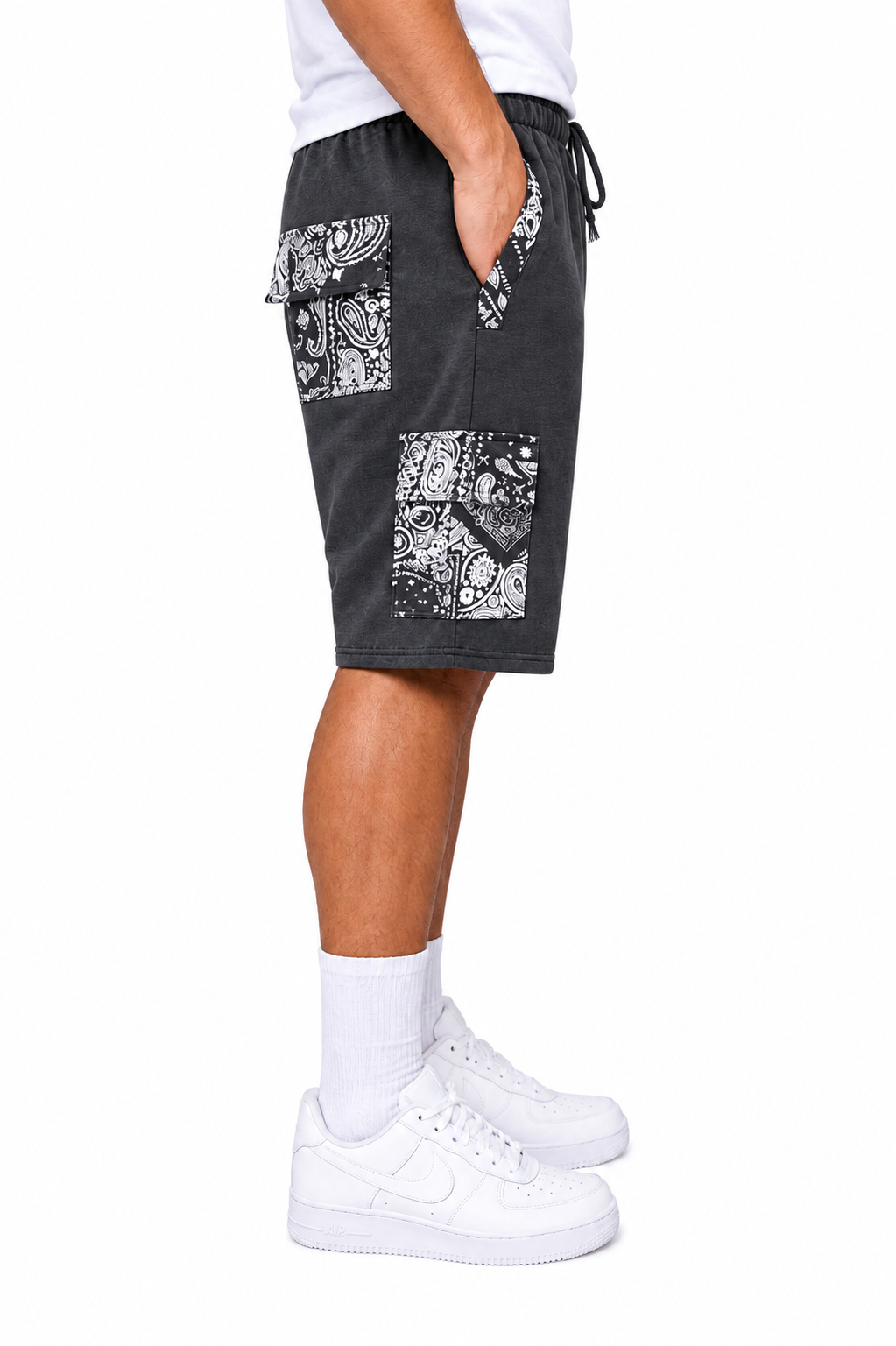 Paisley Cargo Shorts (Charcoal)