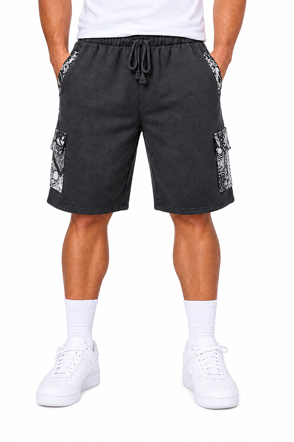 Paisley Cargo Shorts (Charcoal)
