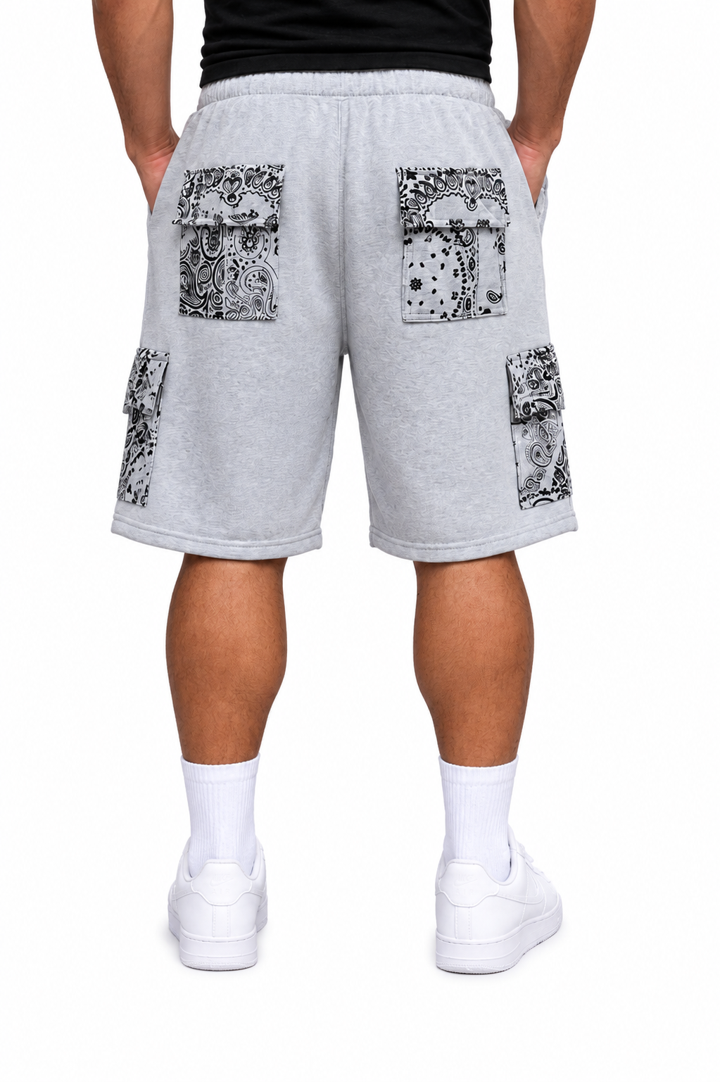 Paisley Cargo Shorts (Grey)