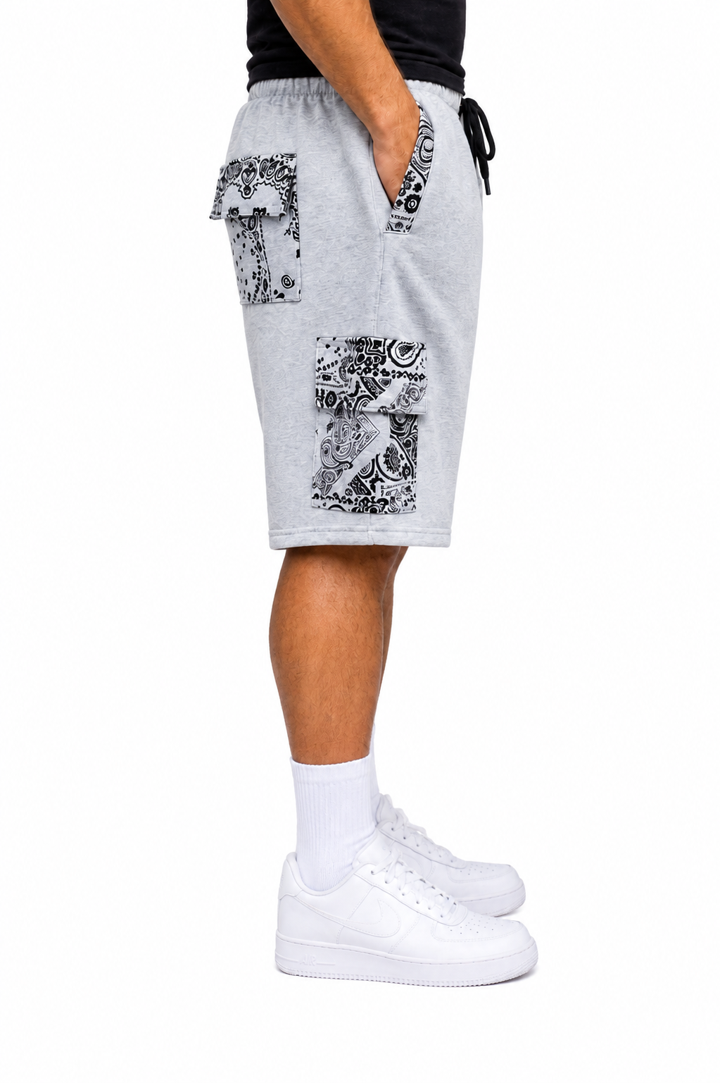 Paisley Cargo Shorts (Grey)