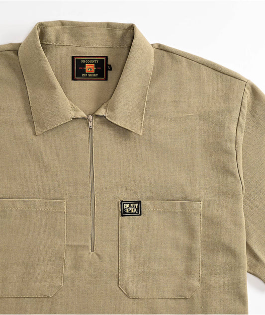 Tan Short Sleeve Zip Shirt (FB County)