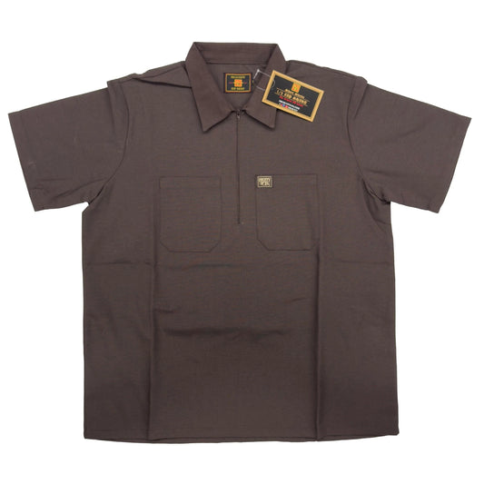 Brown Short Sleeve Zip Shirt (FB County)