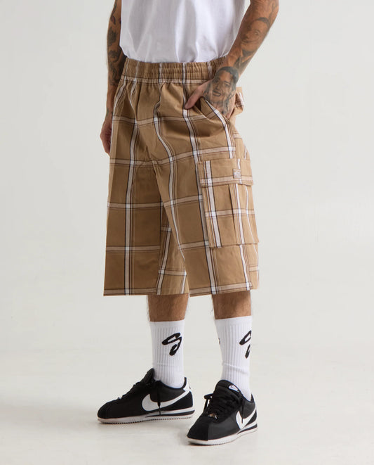 Shaka Wear Plaid Shorts Khaki